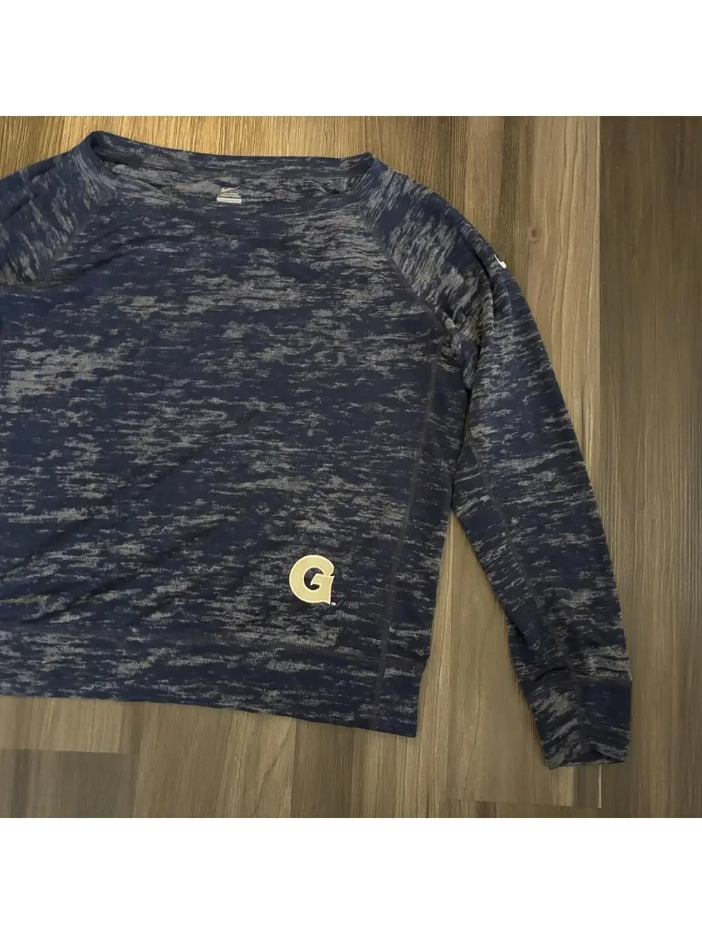 Nike Georgetown Top Long Sleeve Size Medium Blue Burned Out Long Sleeve Shirt